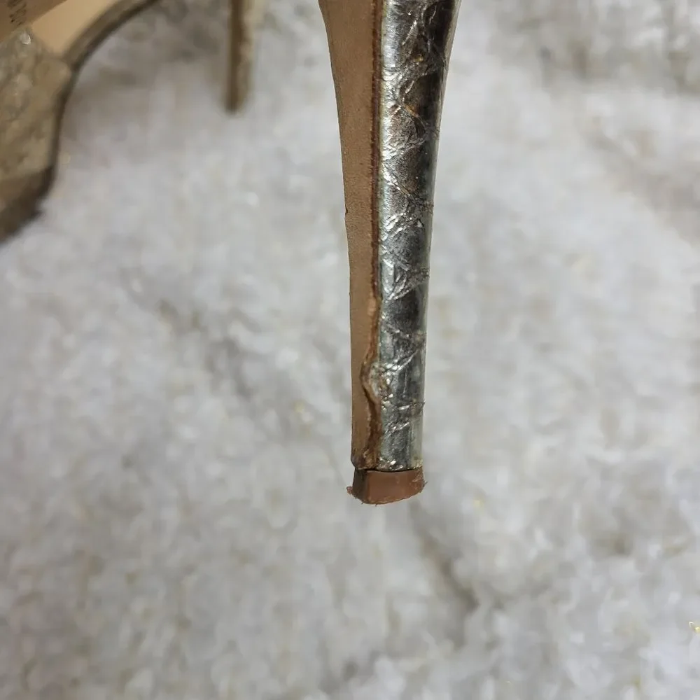 Kate Spade‎ Metallic Gold Slingback Peep-toe Heels sz 9.5